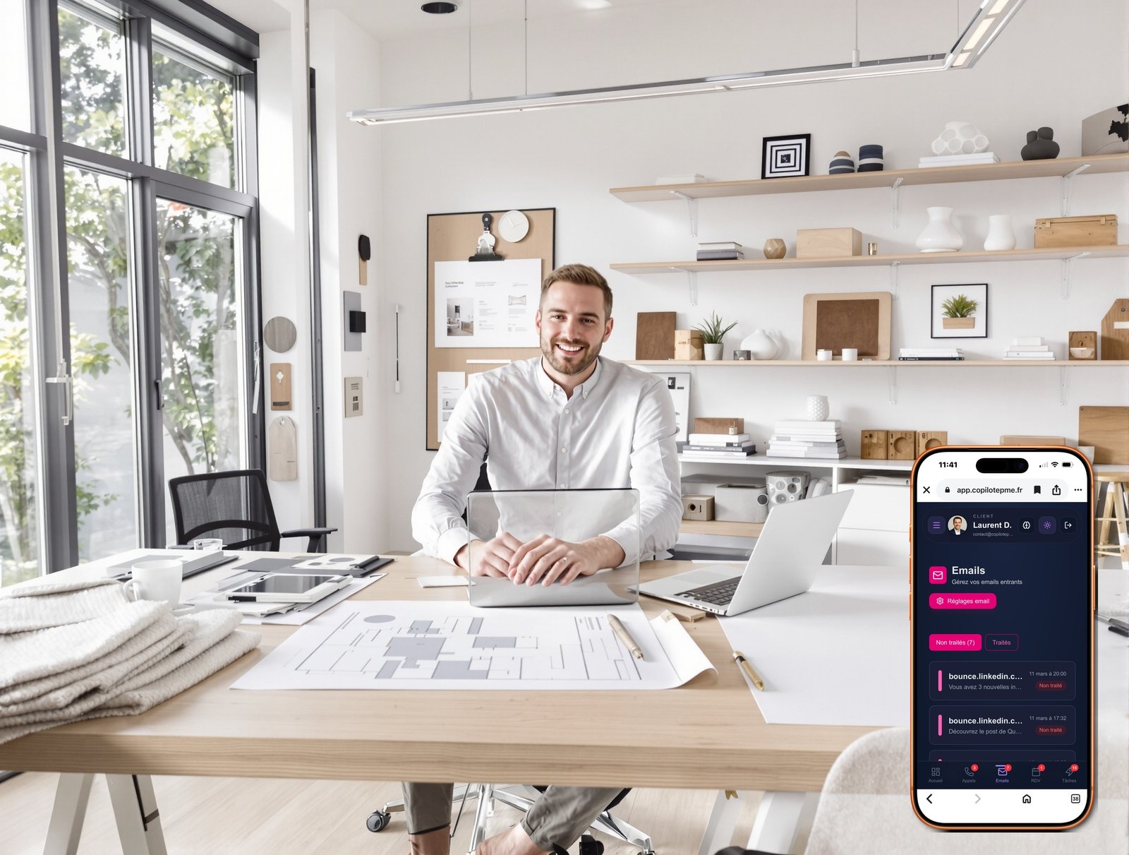 Architecte d'intérieur Gestion des Emails - satisfaction avec DuoPME